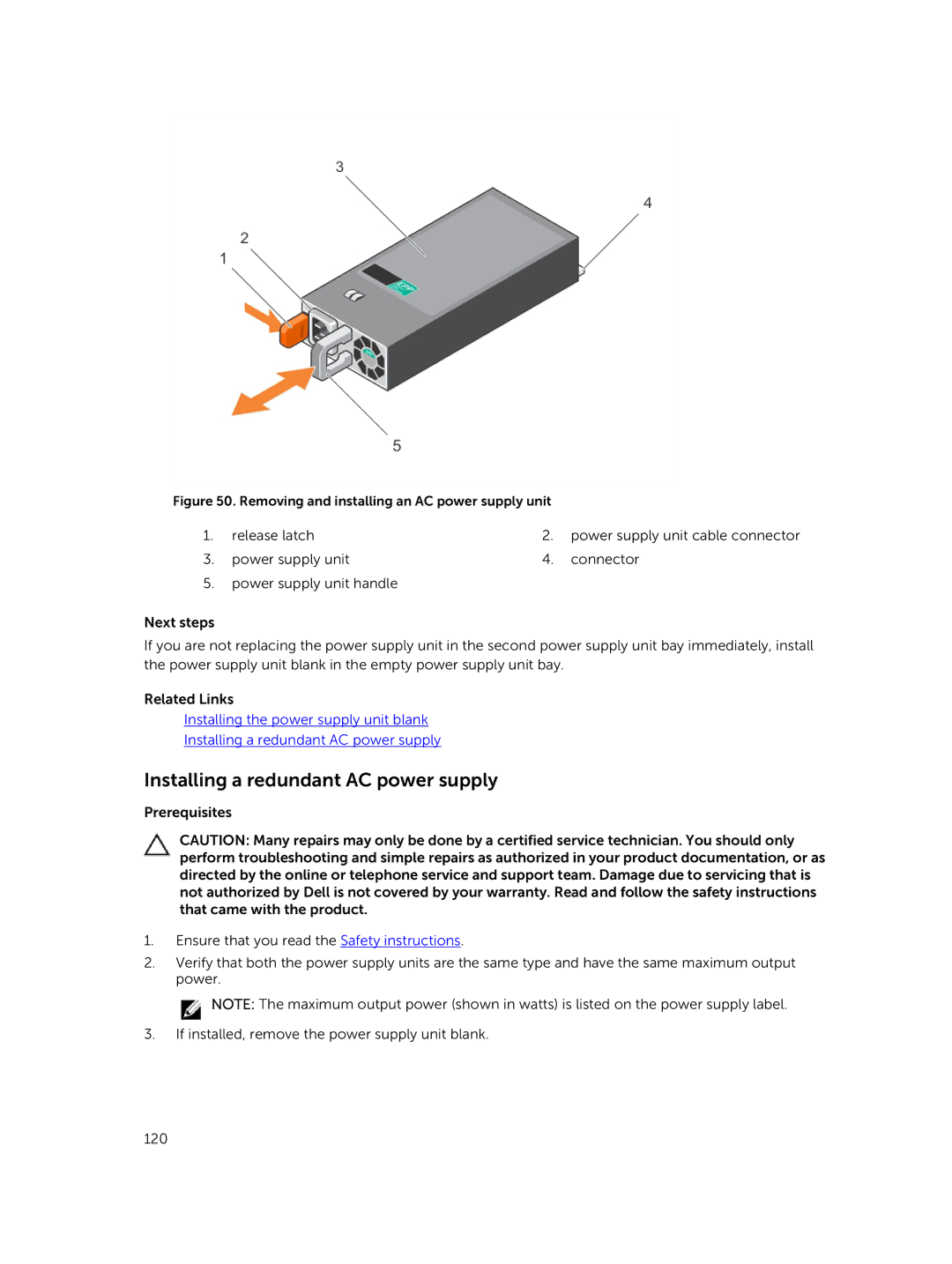 Dell E30S owner manual Installing a redundant AC power supply, Removing and installing an AC power supply unit 