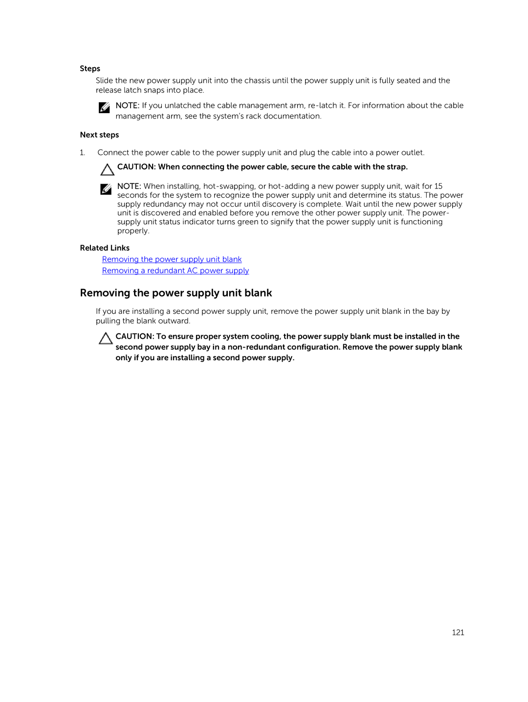 Dell E30S owner manual Removing the power supply unit blank 