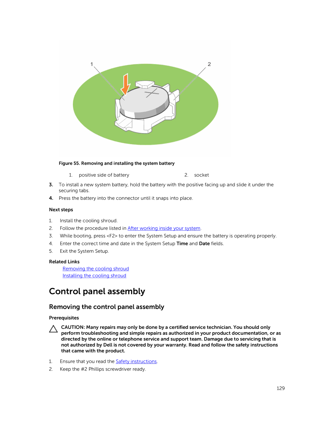 Dell E30S owner manual Control panel assembly, Removing the control panel assembly 