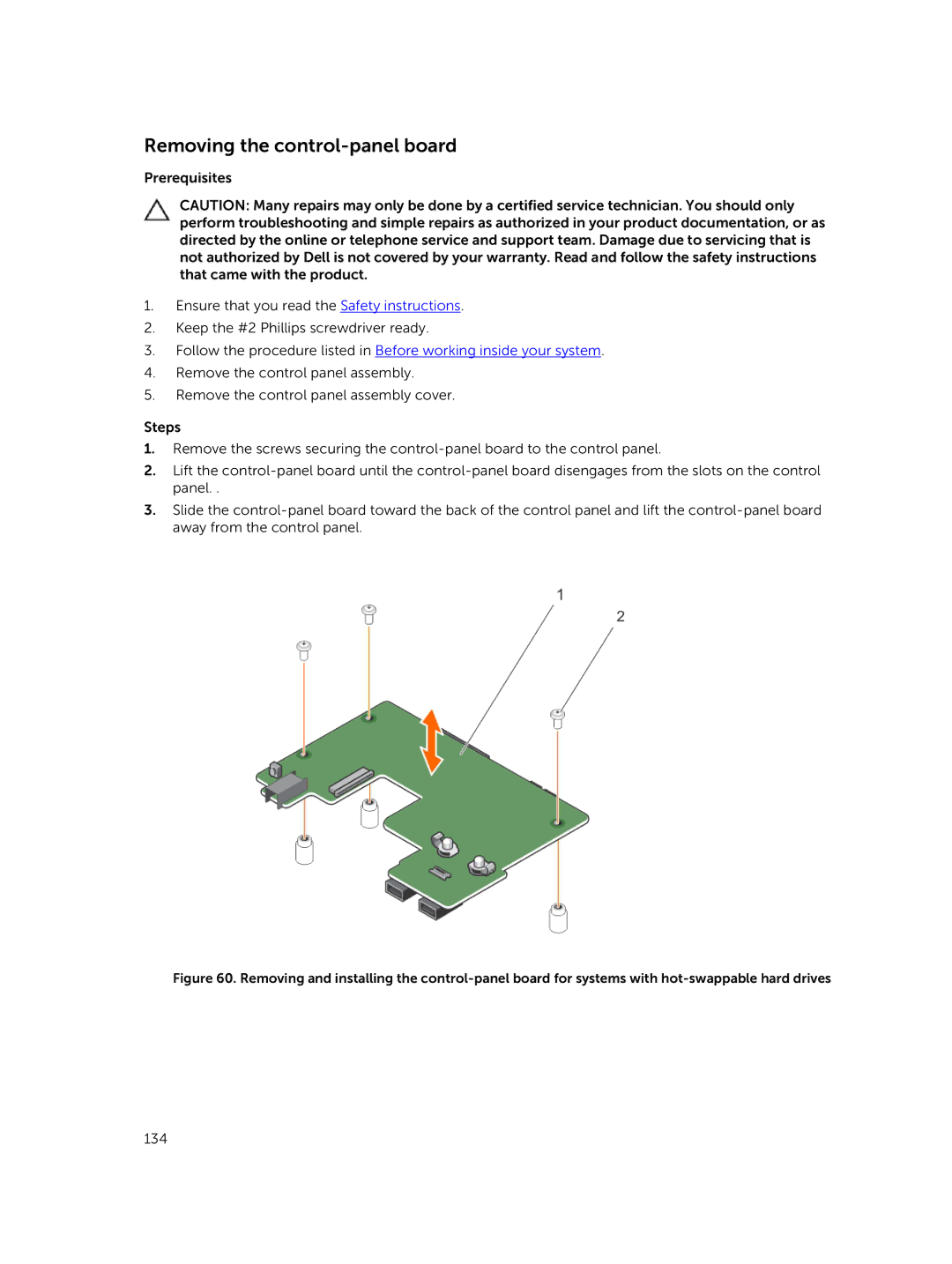 Dell E30S owner manual Removing the control-panel board 