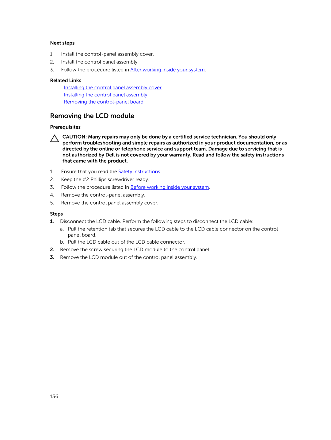 Dell E30S owner manual Removing the LCD module 