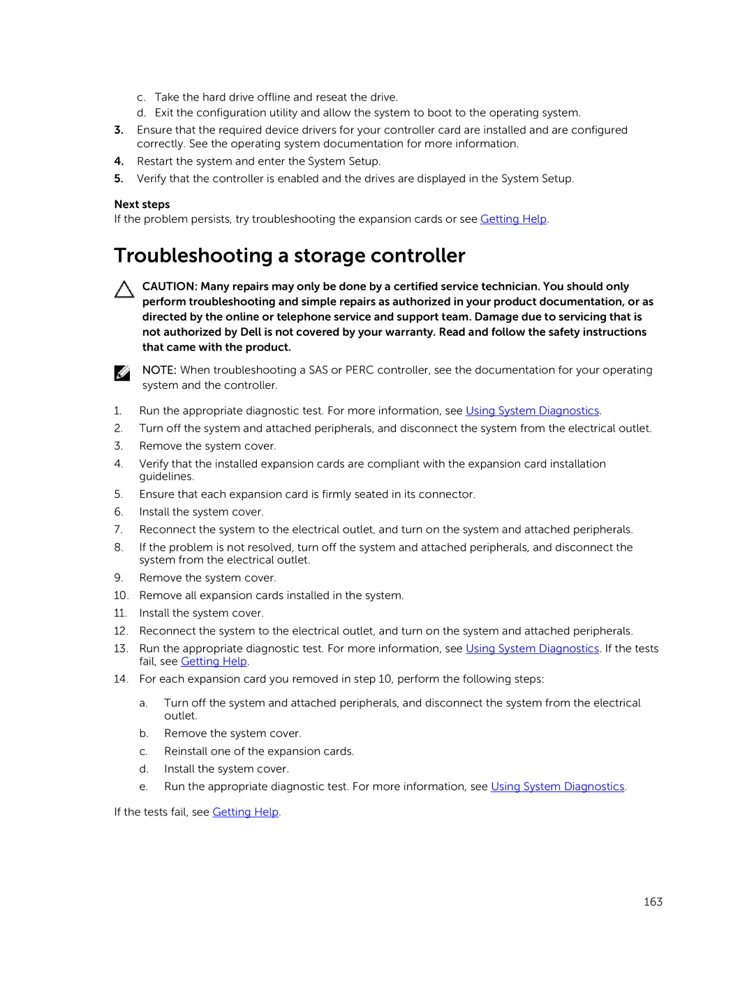 Dell E30S owner manual Troubleshooting a storage controller 