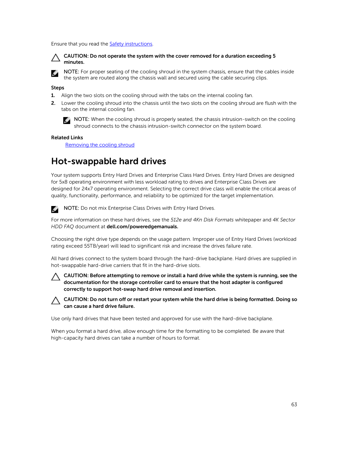 Dell E30S owner manual Hot-swappable hard drives 