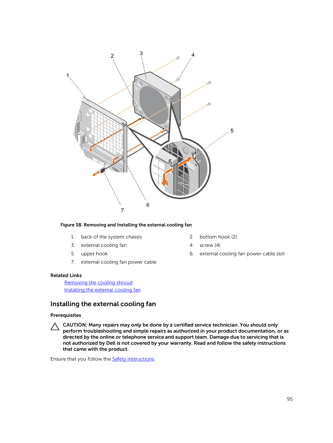 Dell E30S owner manual Removing and Installing the external cooling fan 