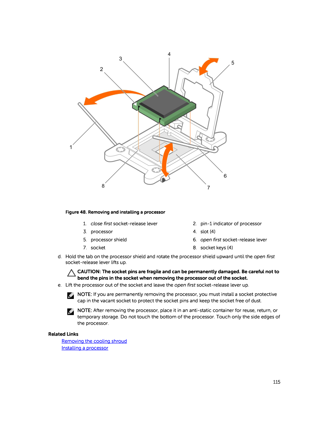 Dell E30S owner manual Removing the cooling shroud Installing a processor, Removing and installing a processor 