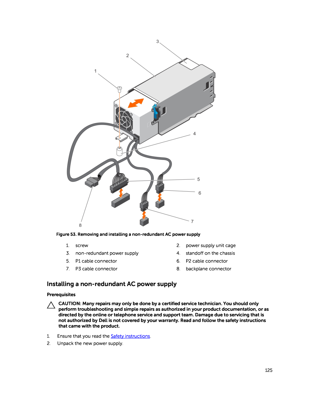 Dell E30S owner manual Installing a non-redundant AC power supply, Removing and installing a non-redundant AC power supply 