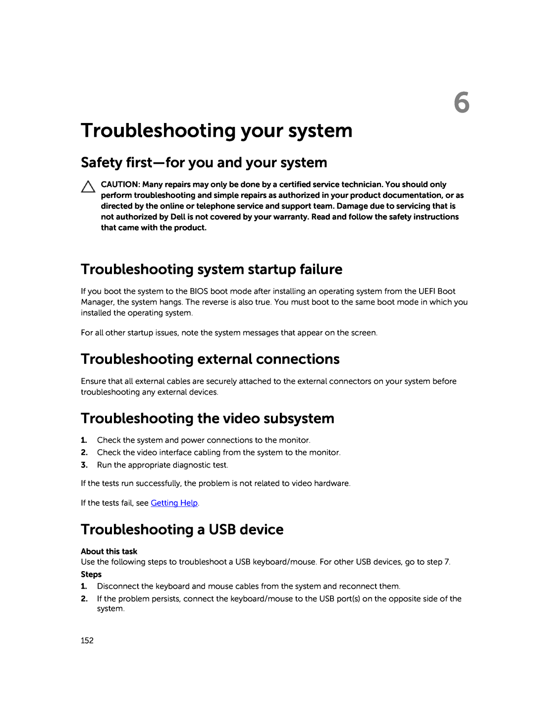 Dell E30S Troubleshooting your system, Safety first-for you and your system, Troubleshooting system startup failure 