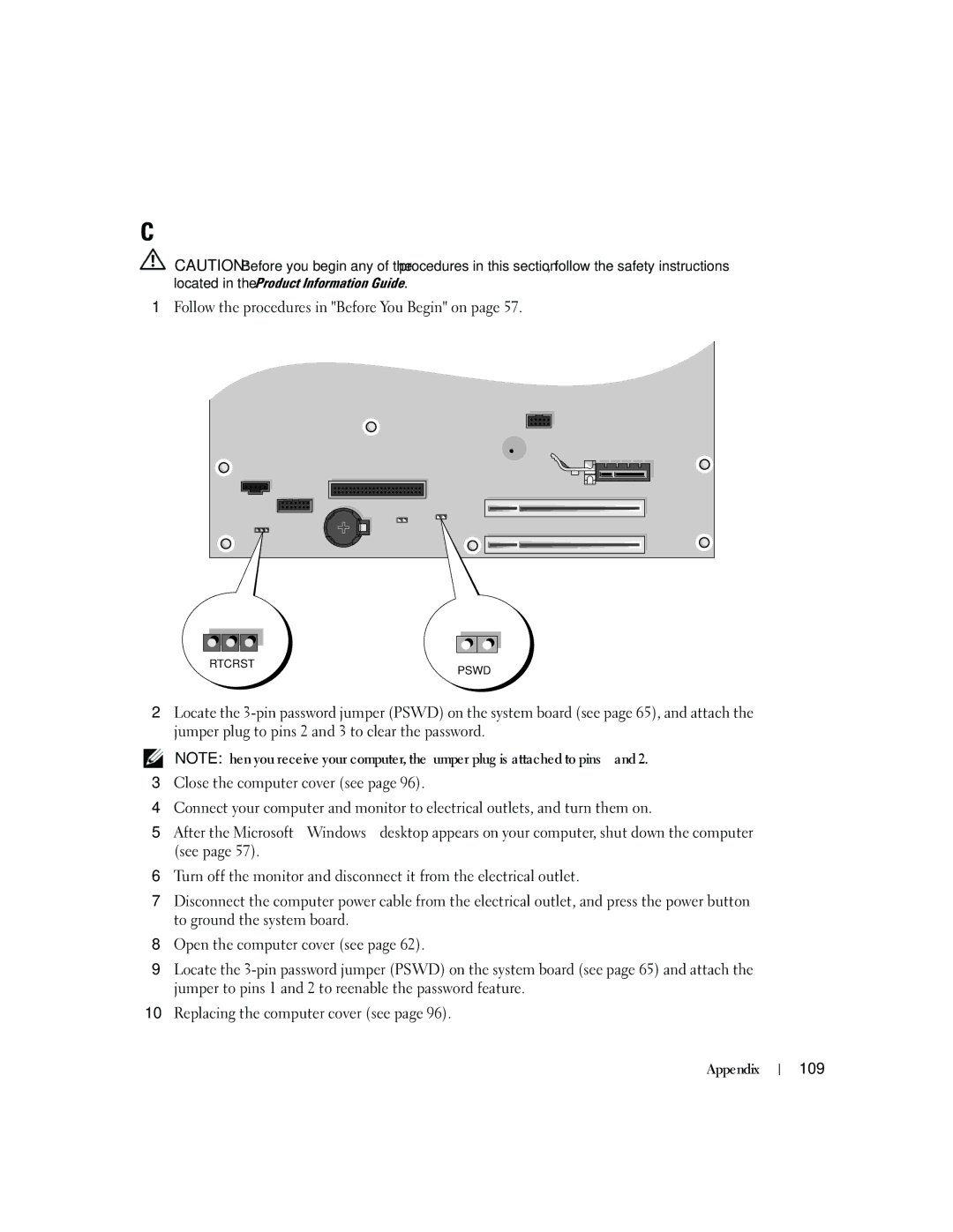 Dell 3100, E310 owner manual Clearing Forgotten Passwords, 109 