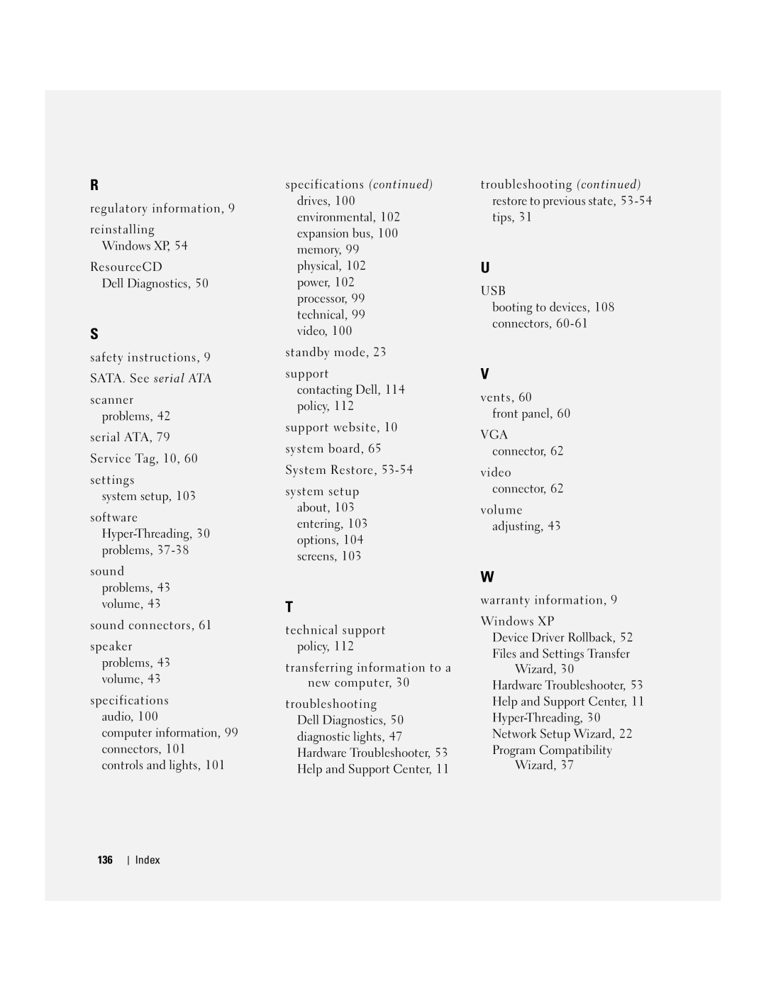 Dell E310, 3100 owner manual Usb, Index 