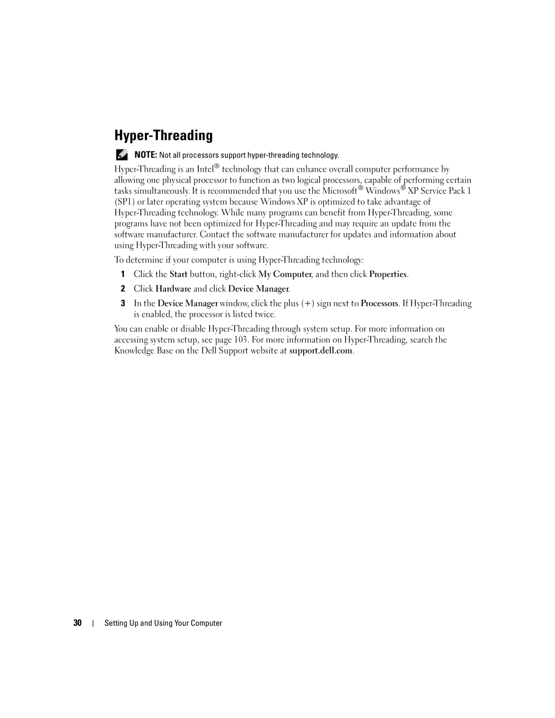 Dell E310, 3100 owner manual Hyper-Threading 