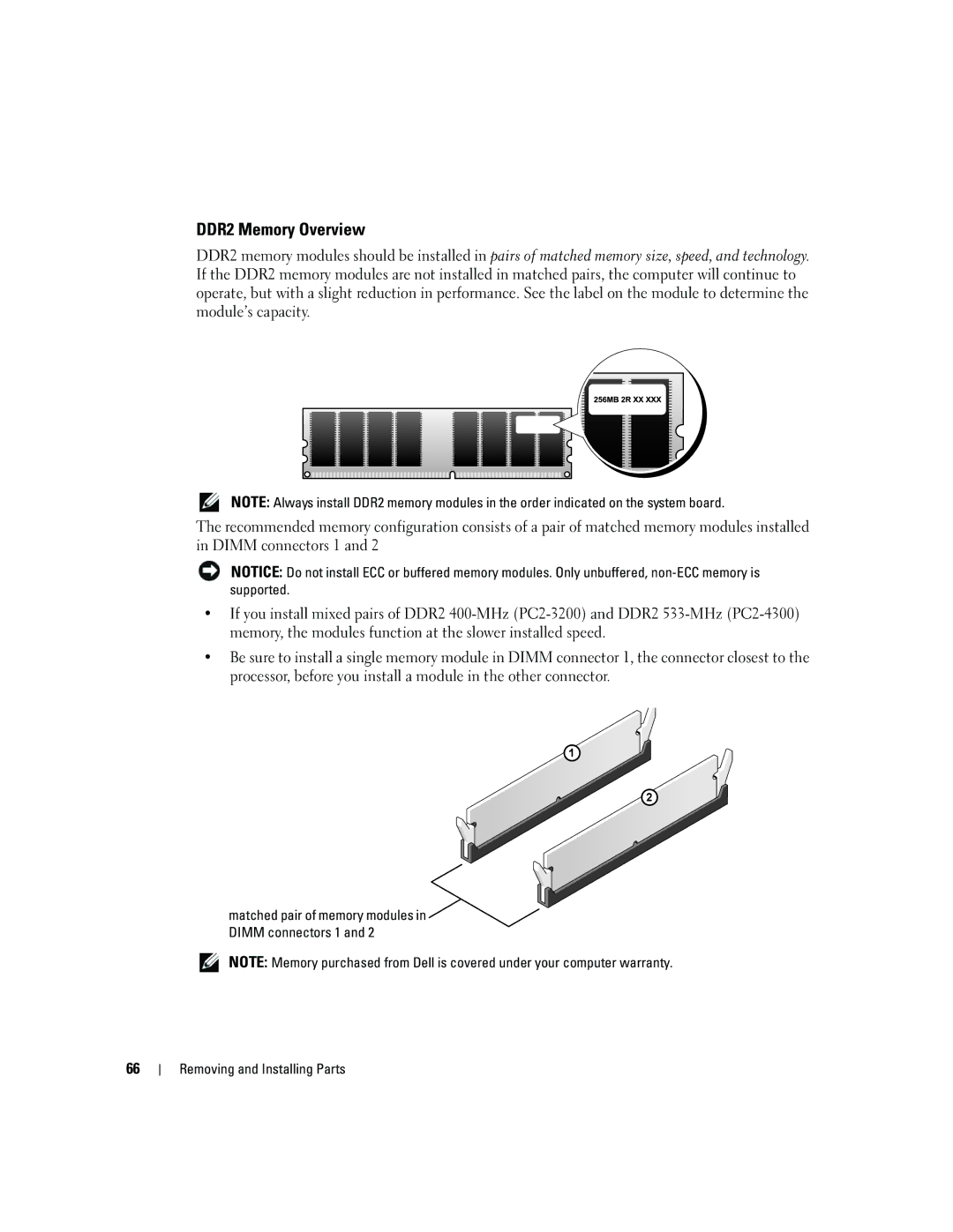 Dell E310, 3100 owner manual DDR2 Memory Overview 