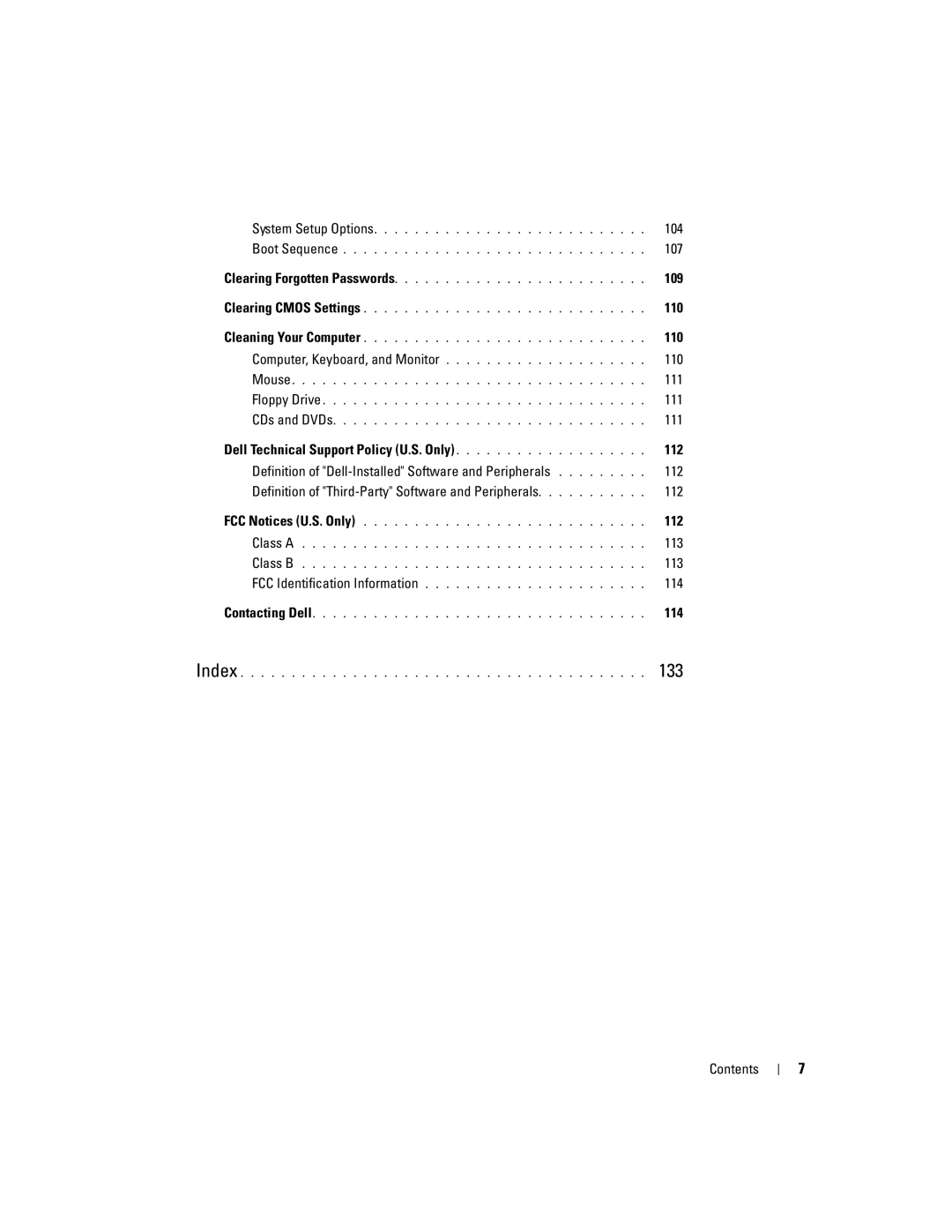 Dell 3100, E310 owner manual 104, 107, 109, 110, 111, 113, 114 