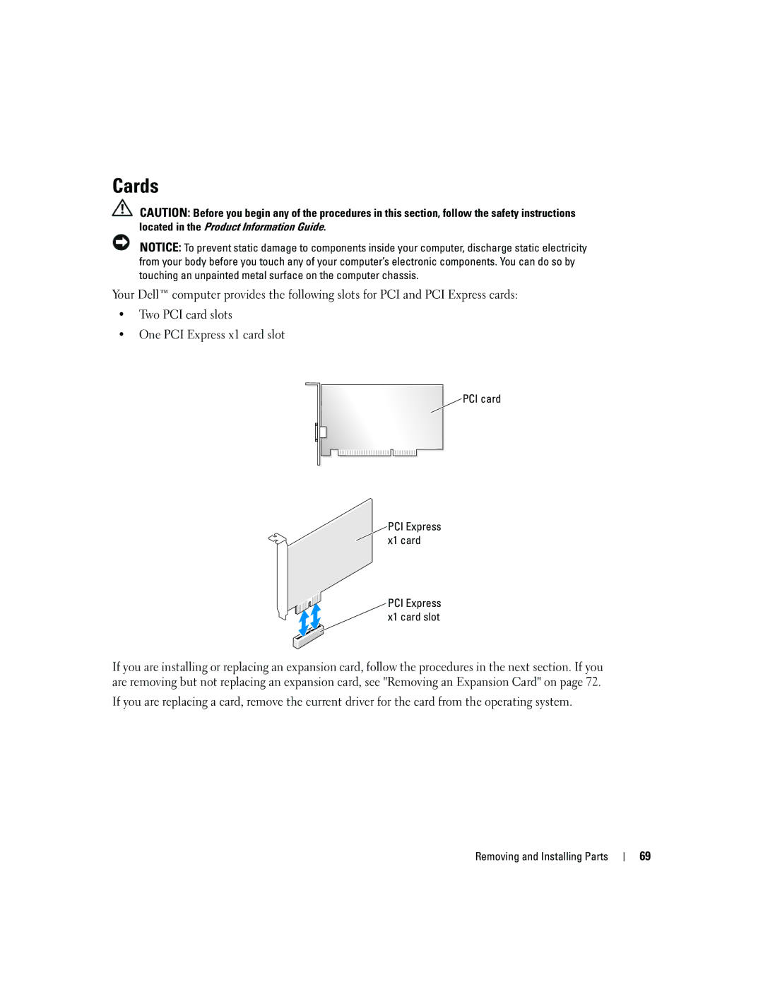 Dell 3100, E310 owner manual Cards, PCI card 