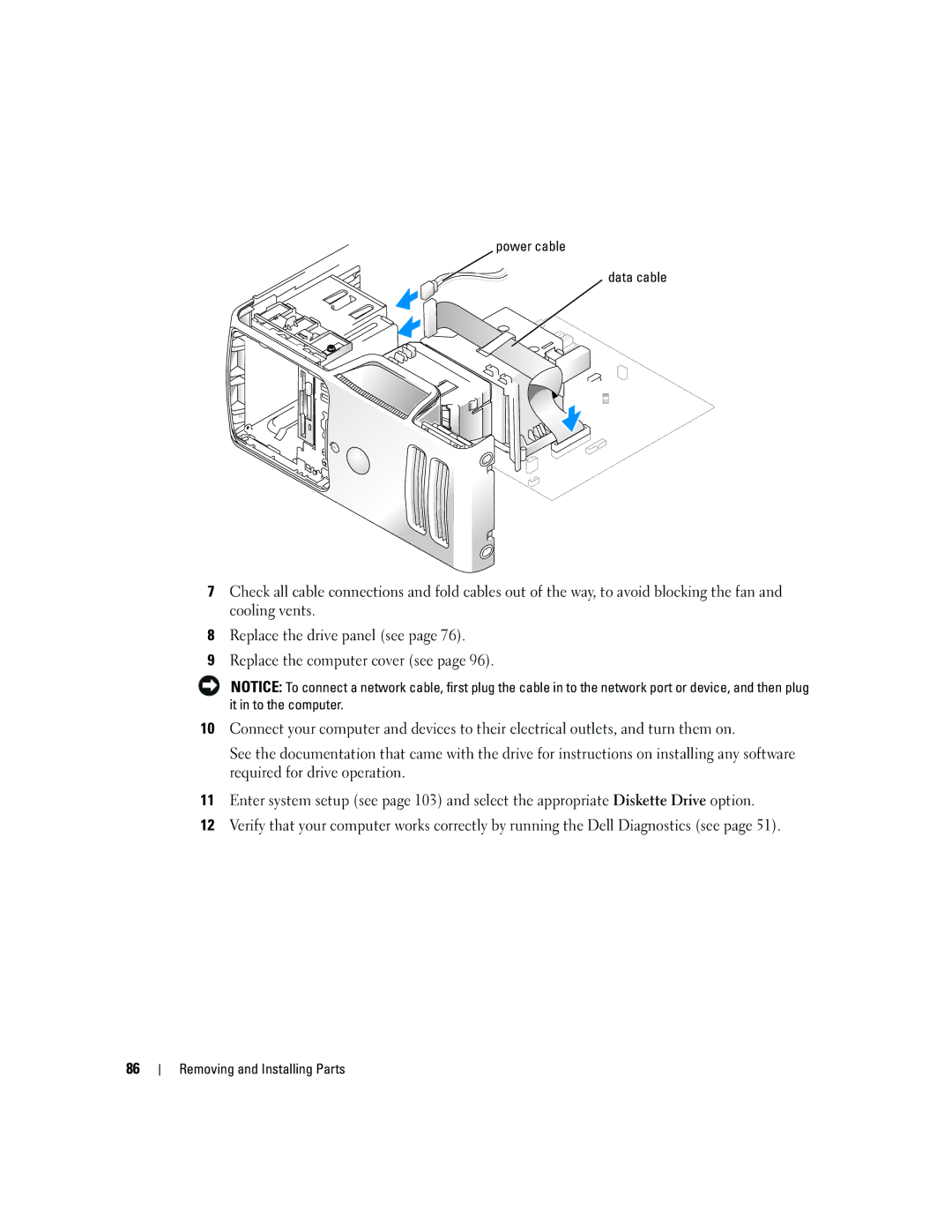 Dell E310, 3100 owner manual Power cable Data cable 