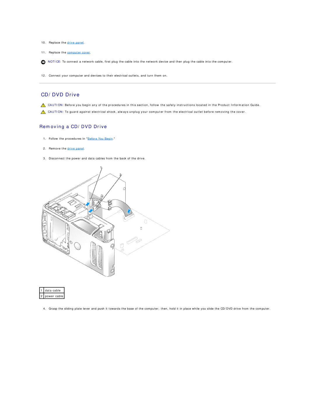 Dell 3100, E310 specifications Removing a CD/DVD Drive 