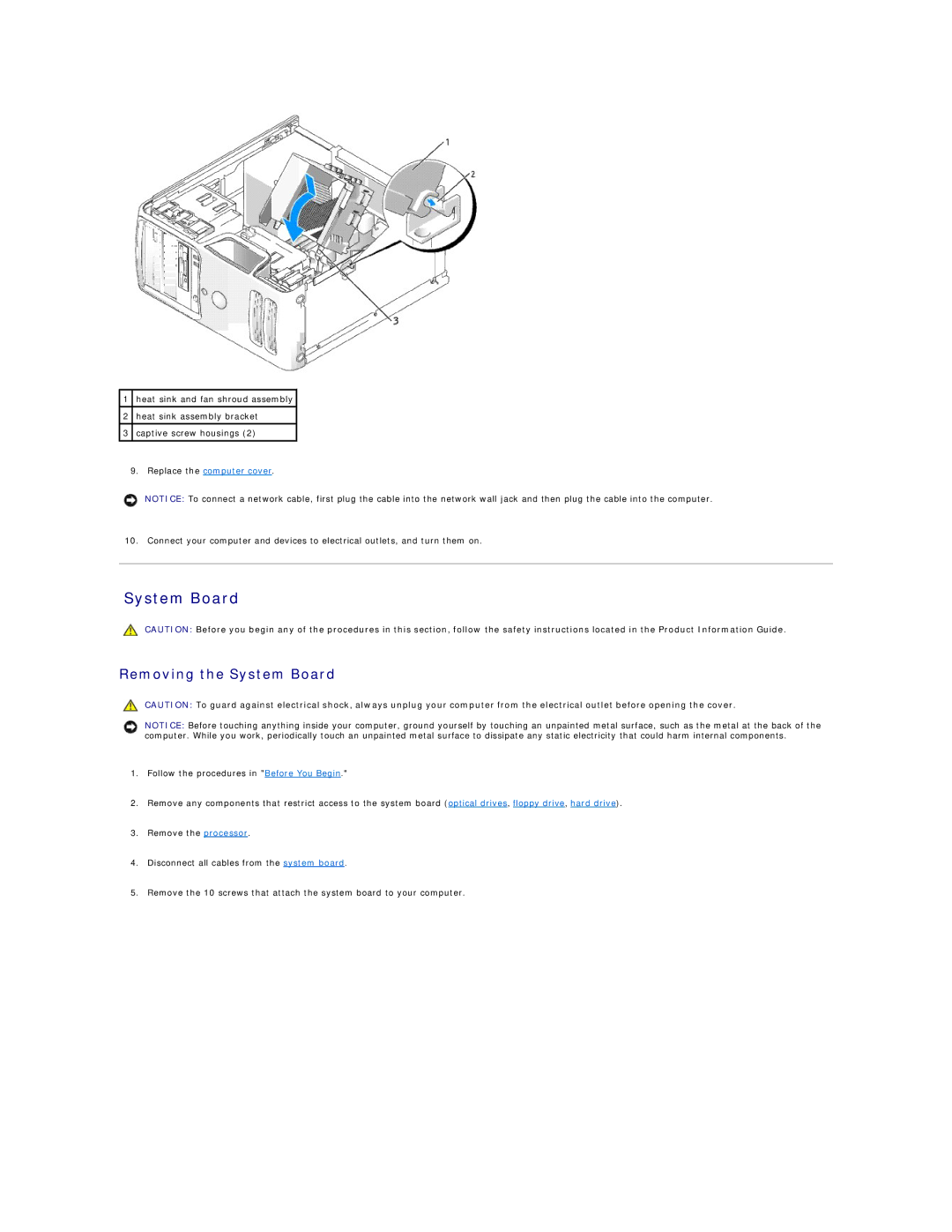 Dell E310, 3100 specifications Removing the System Board 