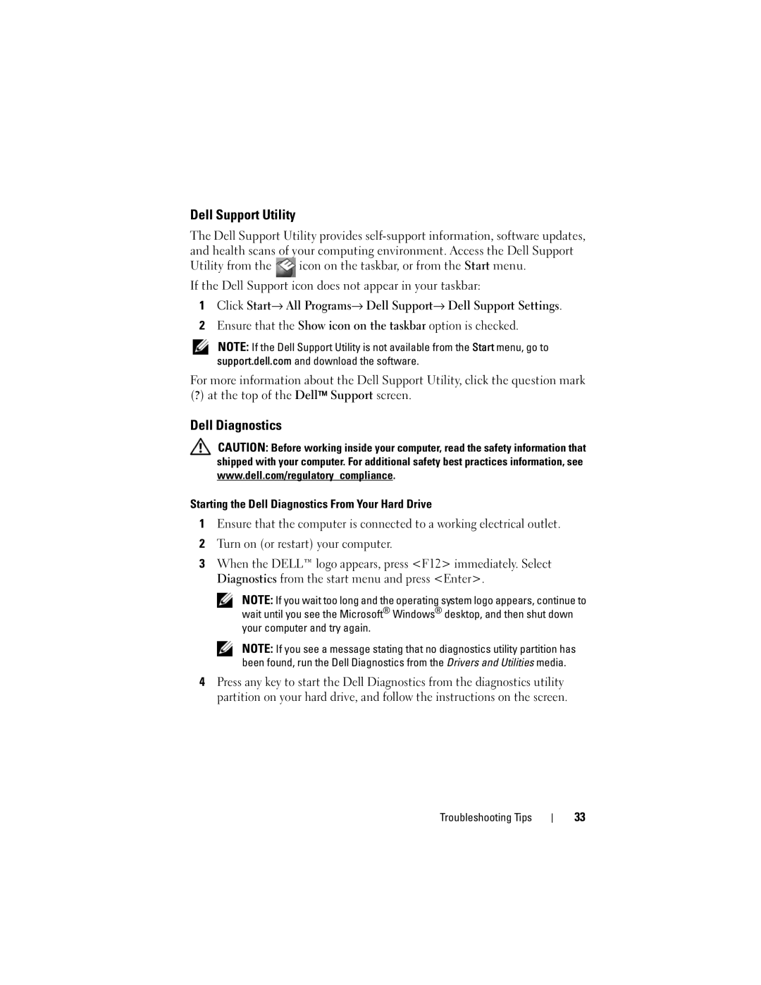 Dell E4200, PP15S, H683D specifications Dell Support Utility, Dell Diagnostics 