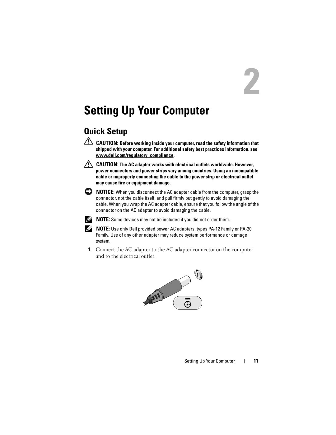 Dell H683D, E4200, PP15S specifications Setting Up Your Computer, Quick Setup 