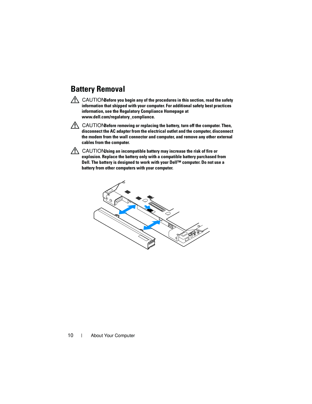 Dell E4300 specifications Battery Removal 