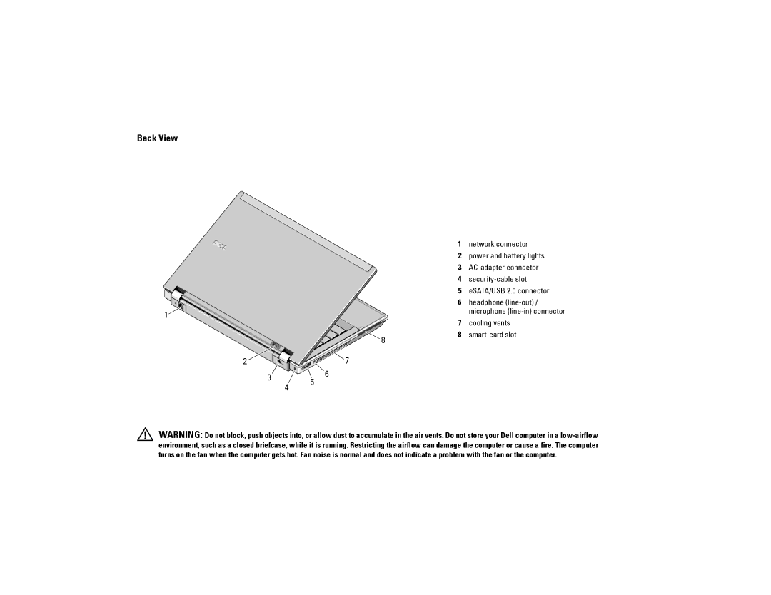 Dell E4310 manual Back View 