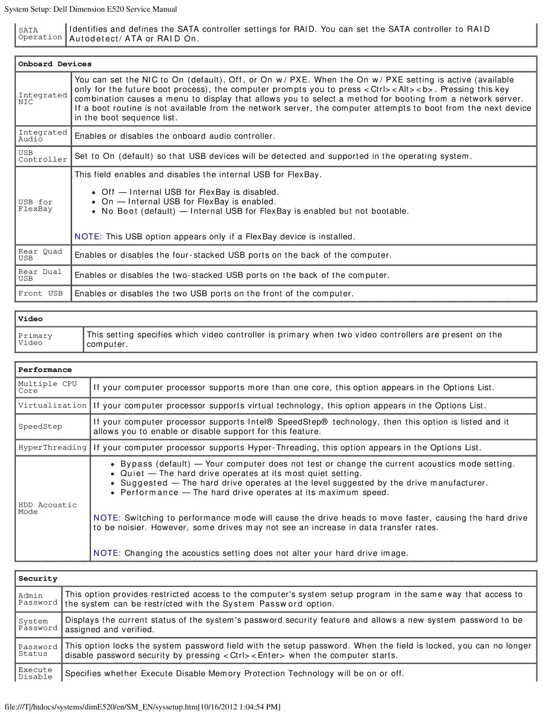 Dell E520 service manual Onboard Devices 