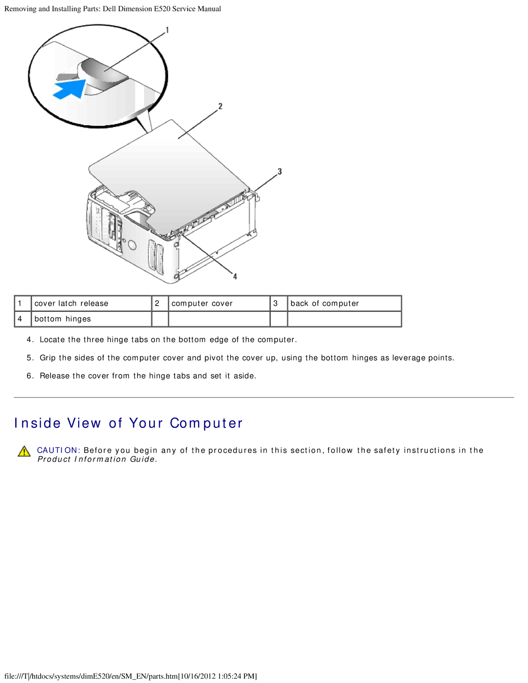 Dell E520 service manual Inside View of Your Computer 