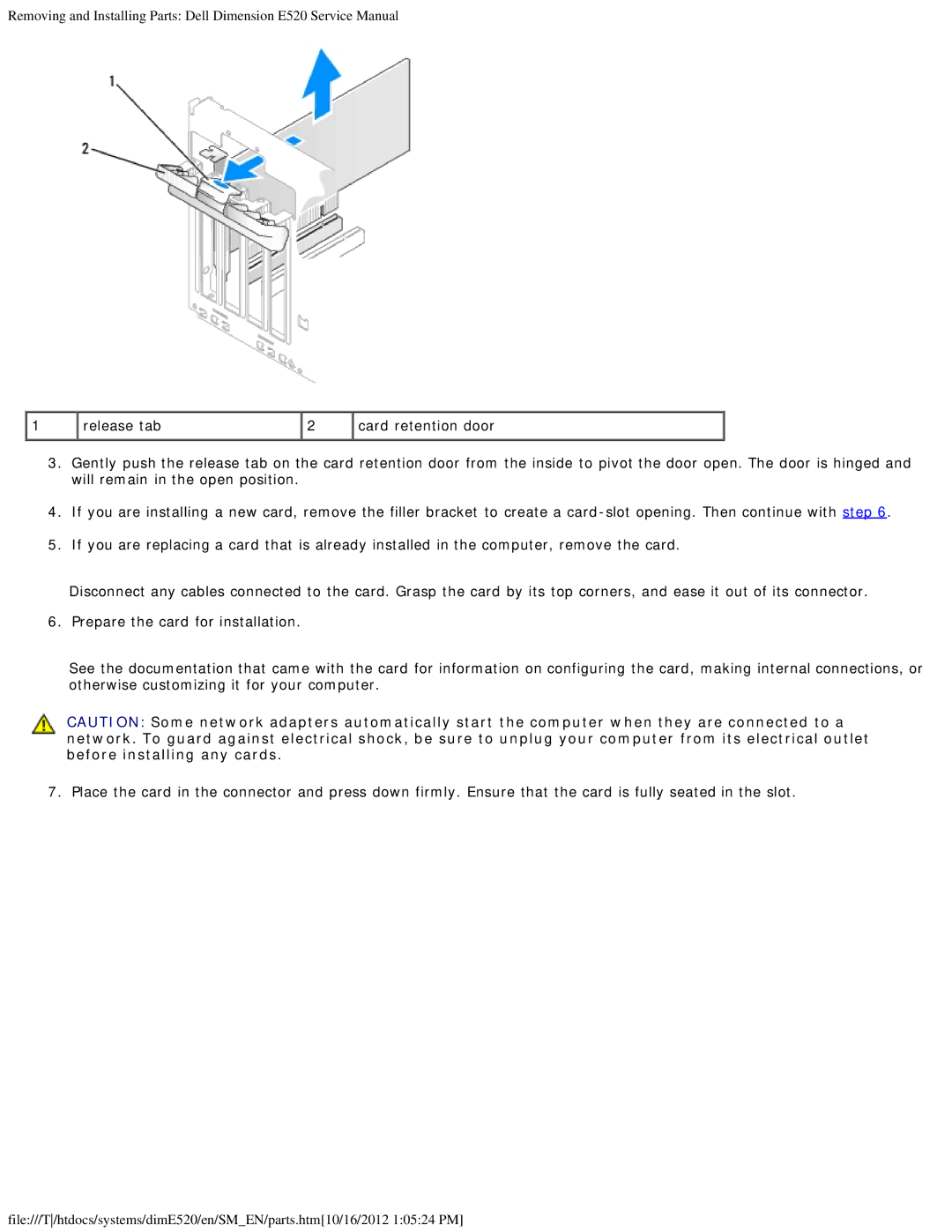 Dell E520 service manual Release tab 