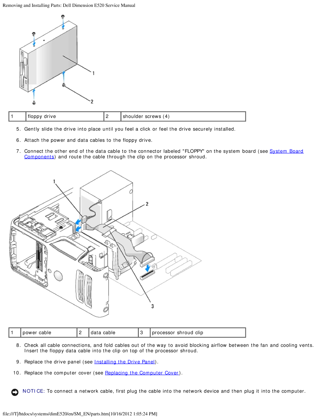 Dell E520 service manual Shoulder screws 