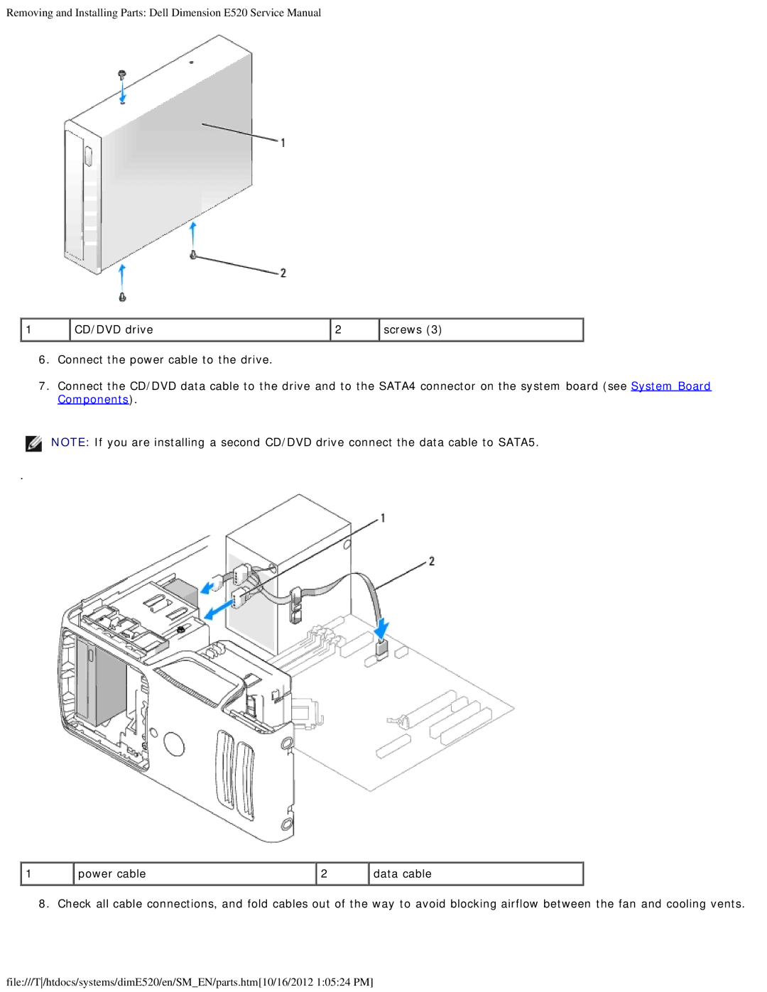 Dell E520 service manual Screws 