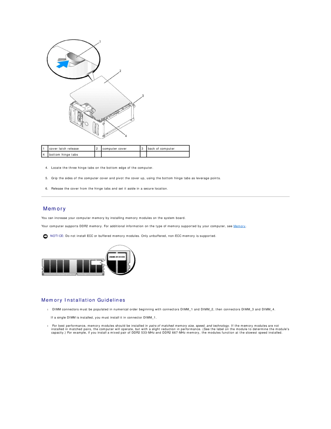 Dell E521 specifications Memory Installation Guidelines 