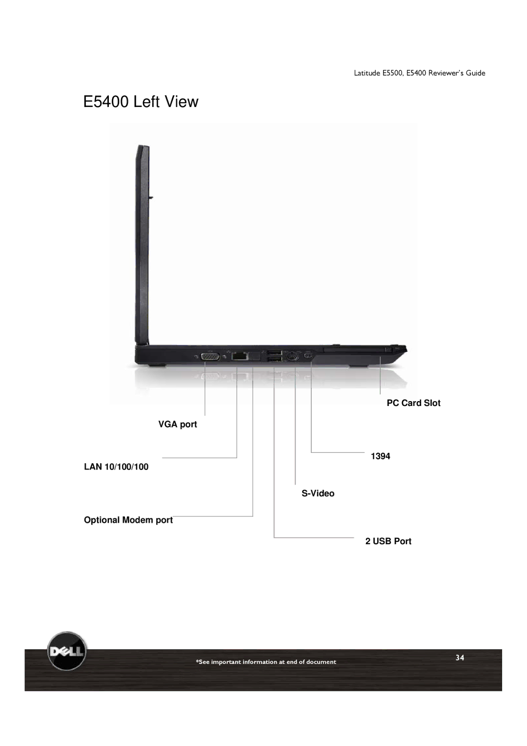 Dell E5500 manual E5400 Left View 