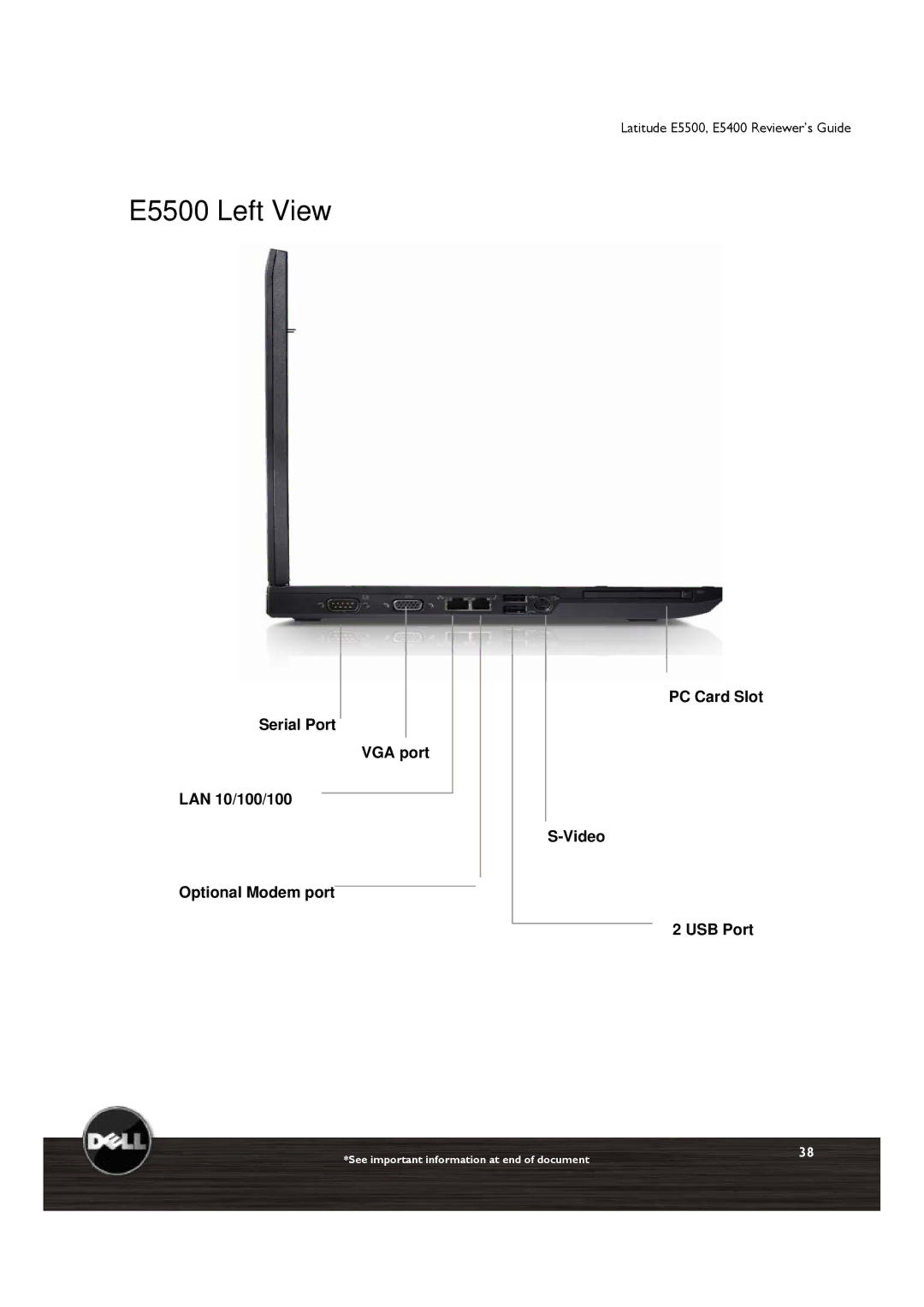 Dell E5400 manual E5500 Left View 