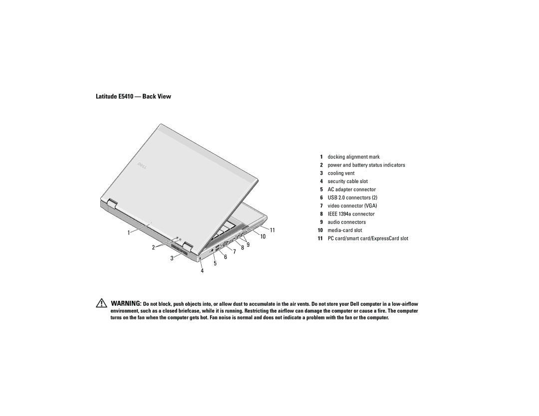 Dell manual Latitude E5410 Back View 