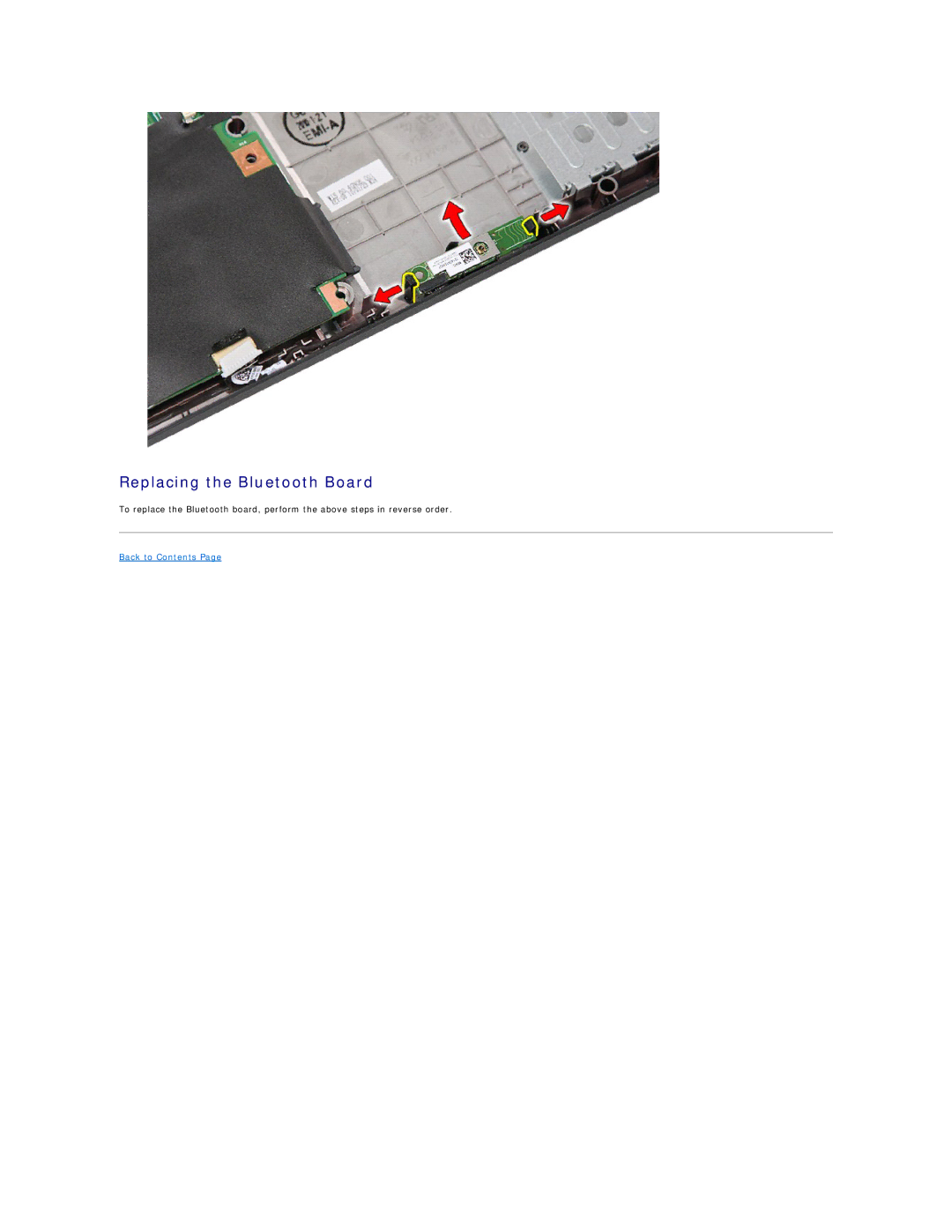 Dell E5410 specifications Replacing the Bluetooth Board 