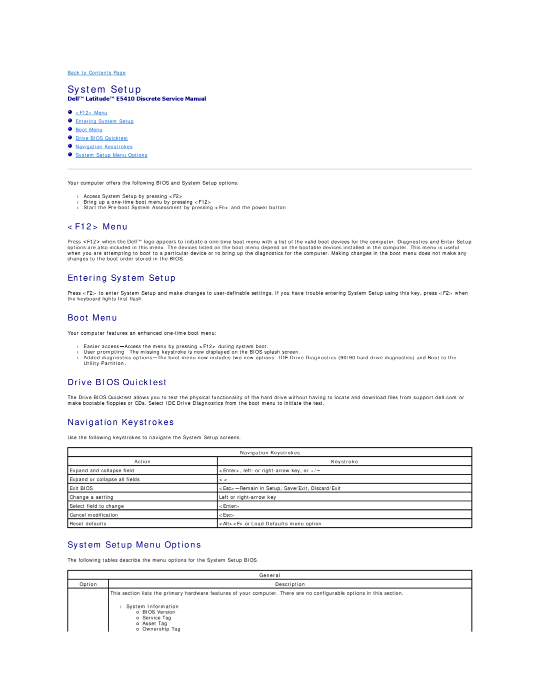 Dell E5410 specifications System Setup 