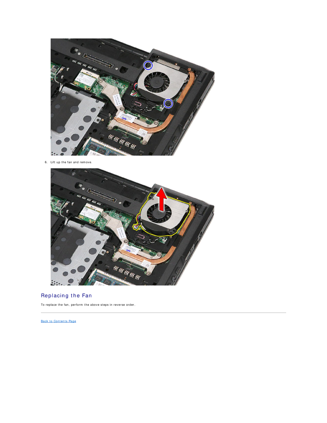 Dell E5410 specifications Replacing the Fan 