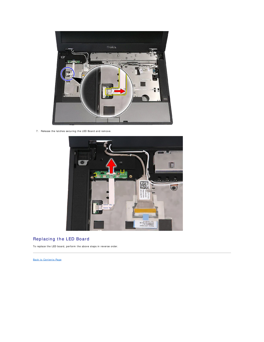 Dell E5410 specifications Replacing the LED Board 