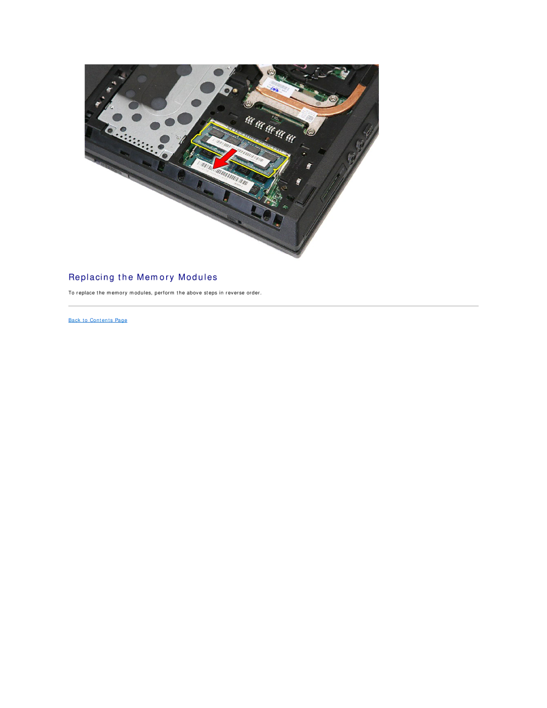 Dell E5410 specifications Replacing the Memory Modules 