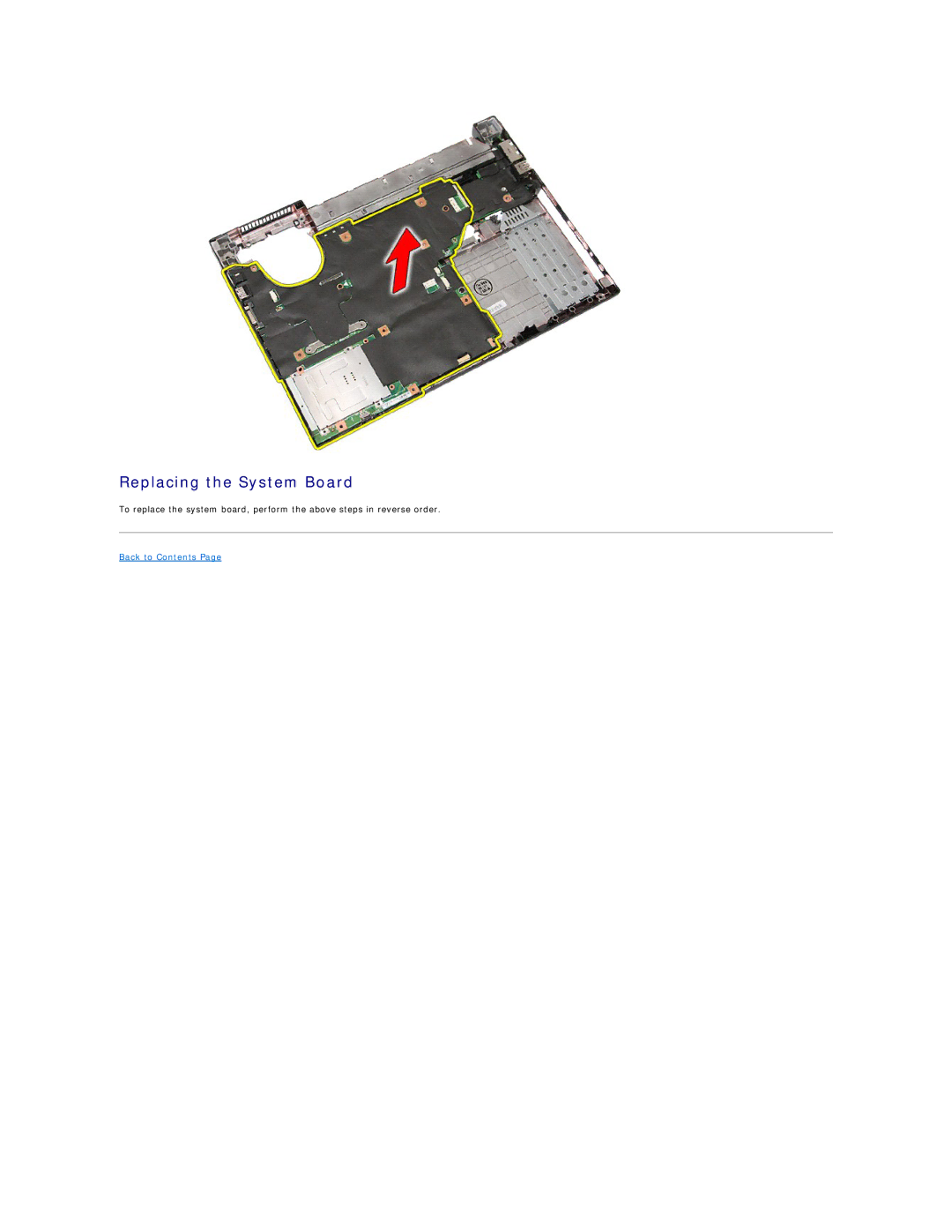 Dell E5410 specifications Replacing the System Board 