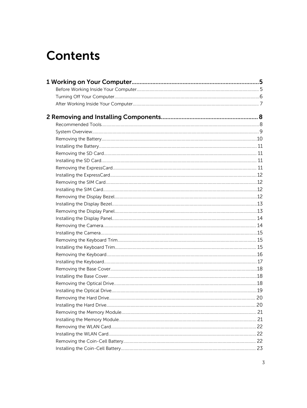 Dell E5440 owner manual Contents 