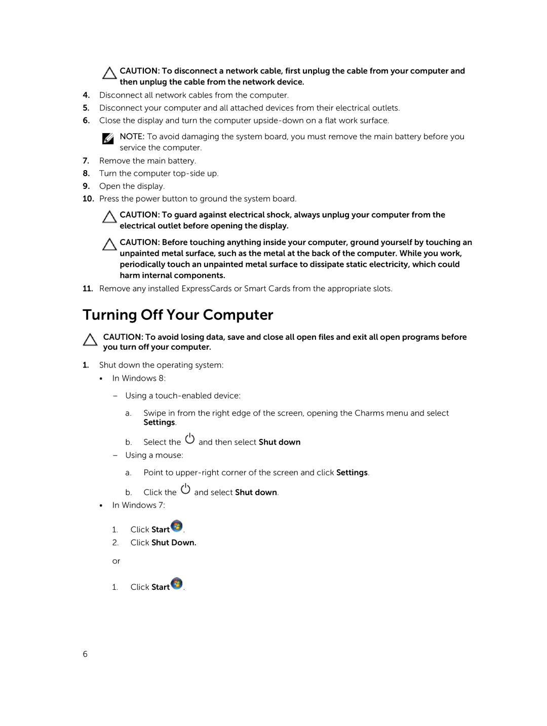 Dell E5440 owner manual Turning Off Your Computer 