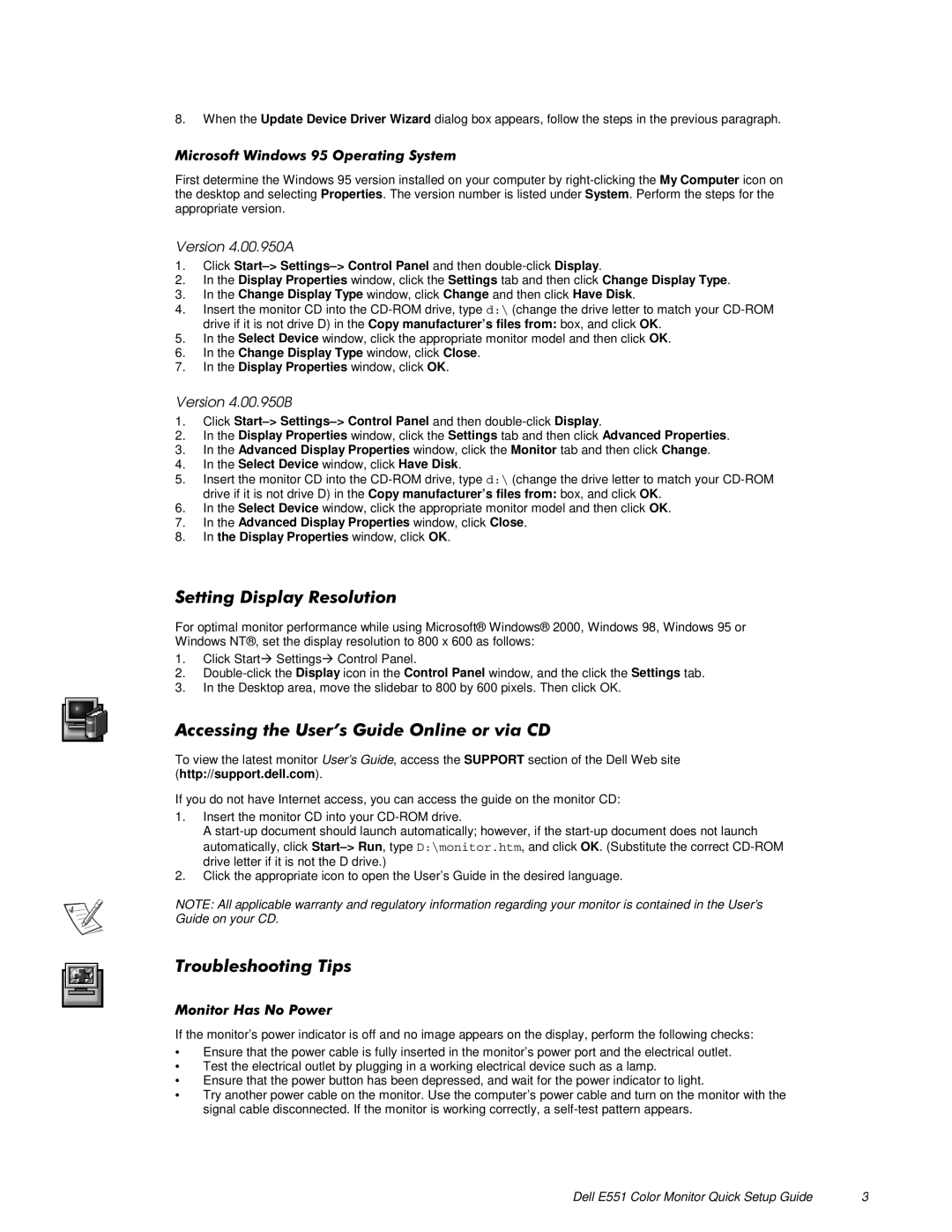 Dell E551 setup guide Change Display Type window, click Close, Select Device window, click Have Disk 