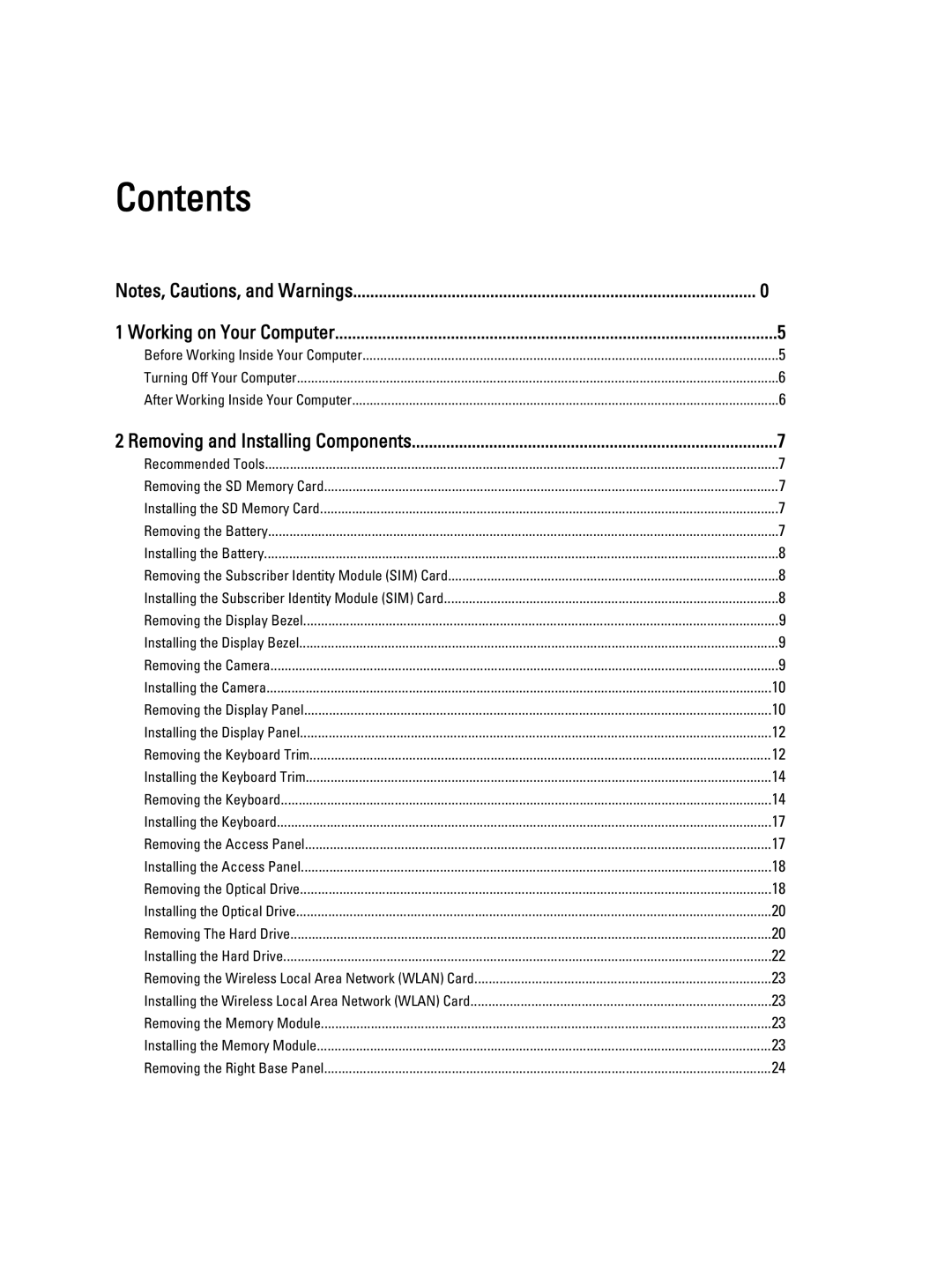 Dell E5530 owner manual Contents 