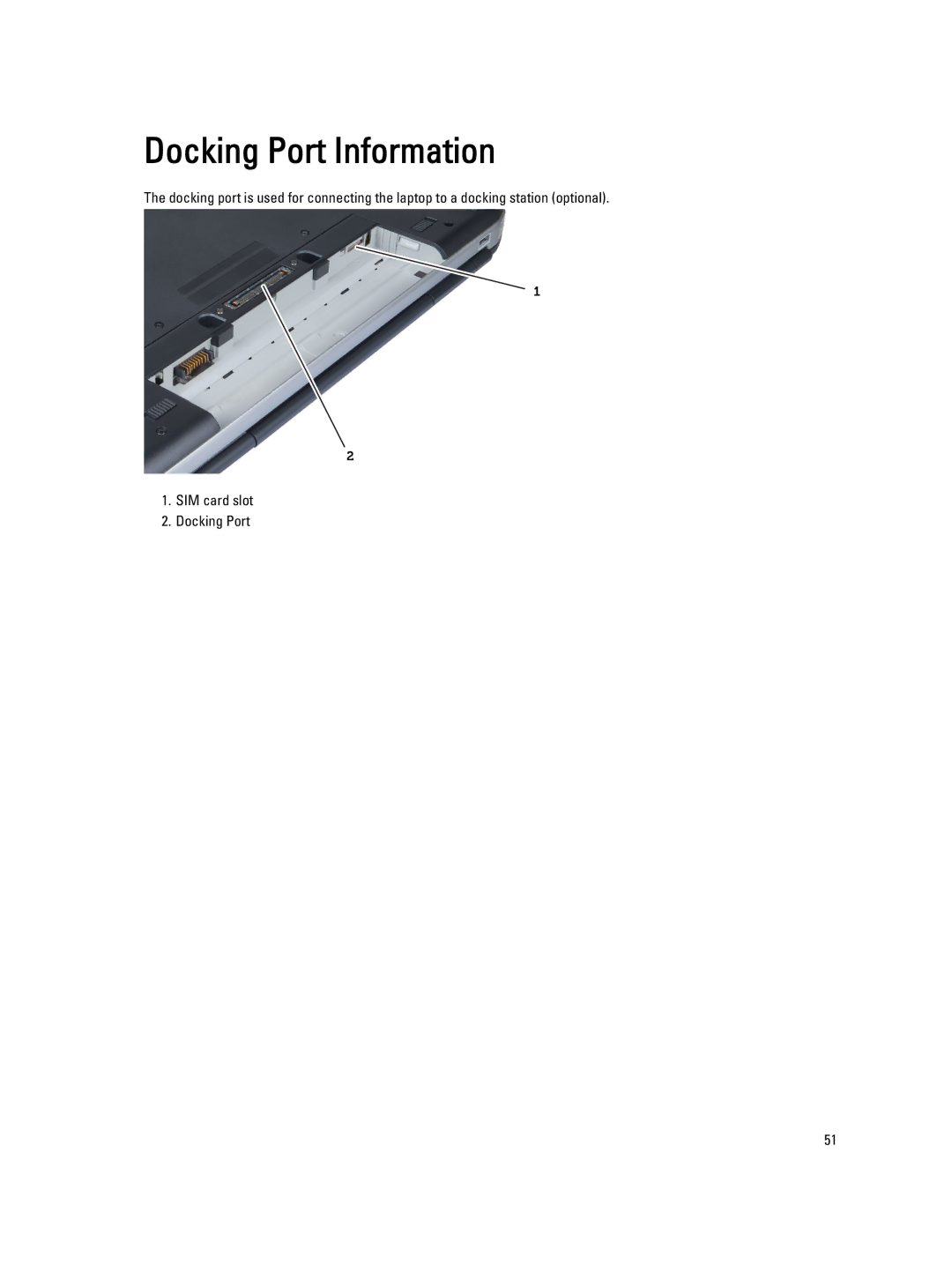 Dell E5530 owner manual Docking Port Information 