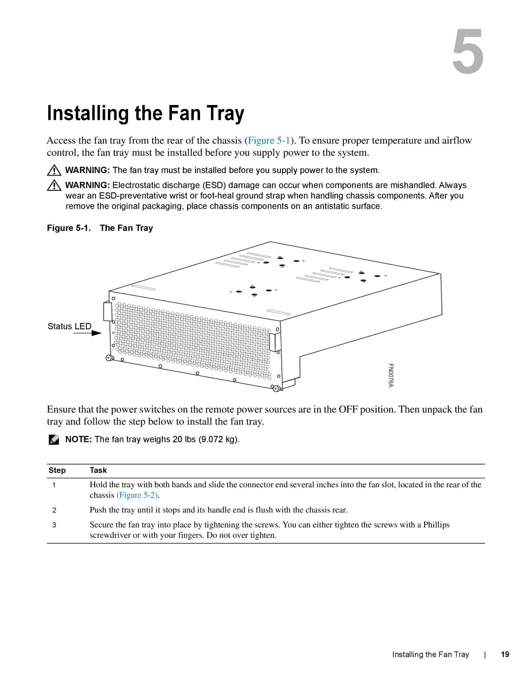 Dell E600I manual Installing the Fan Tray 