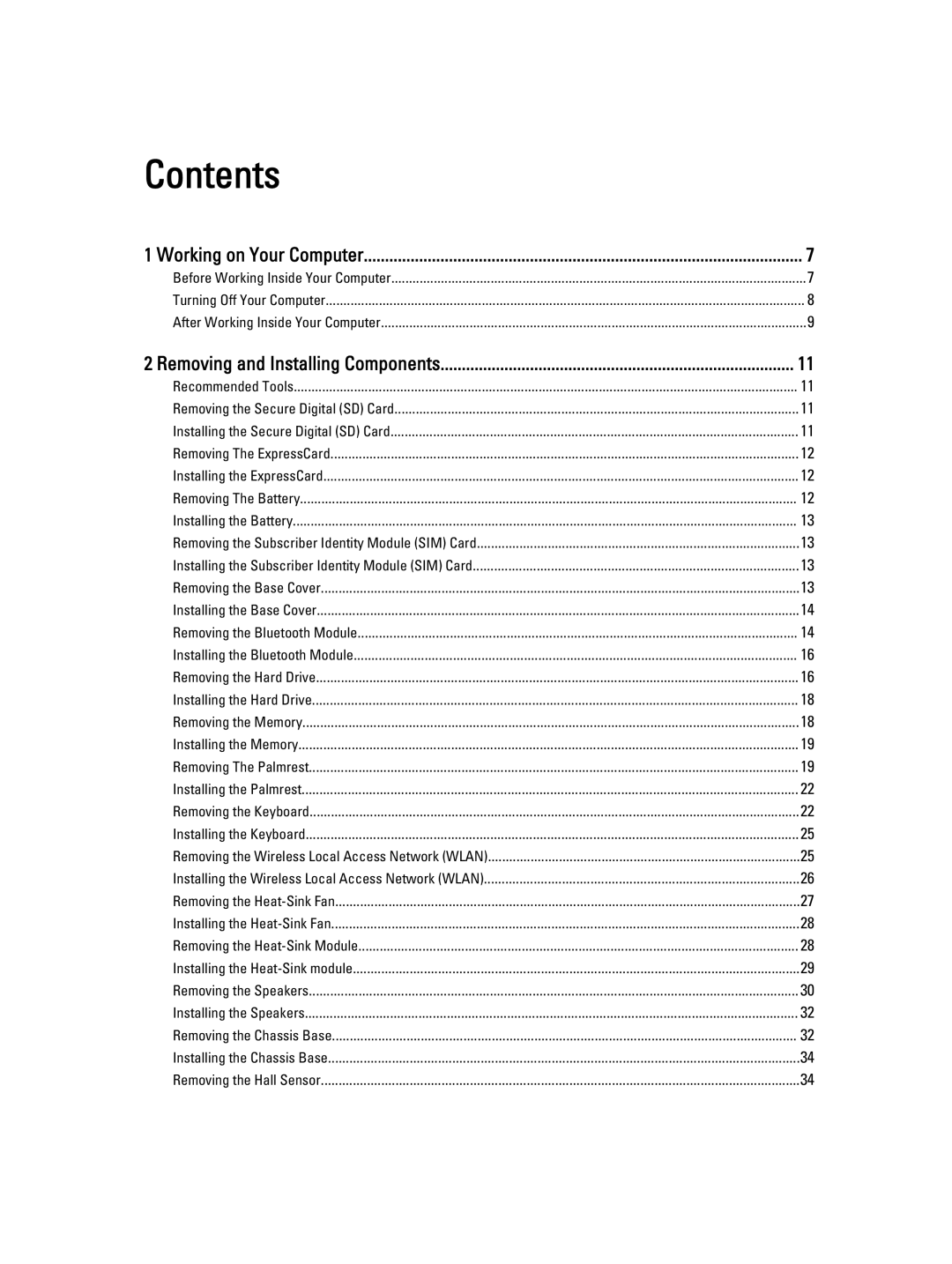 Dell E6230 owner manual Contents 