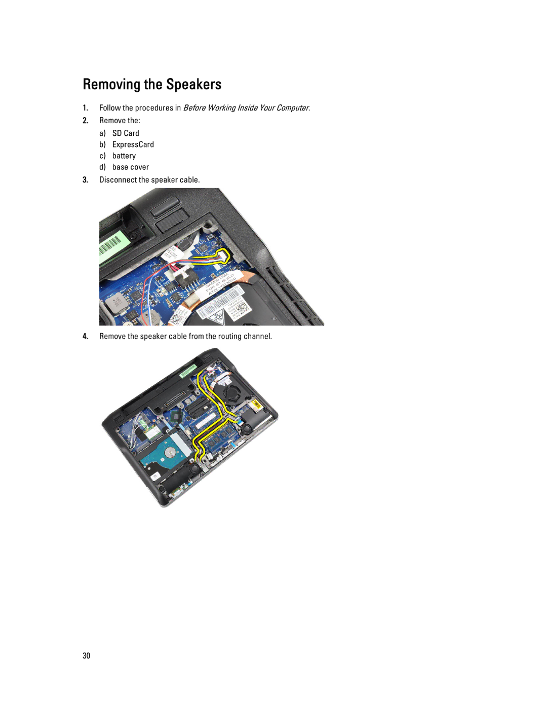 Dell E6230 owner manual Removing the Speakers 