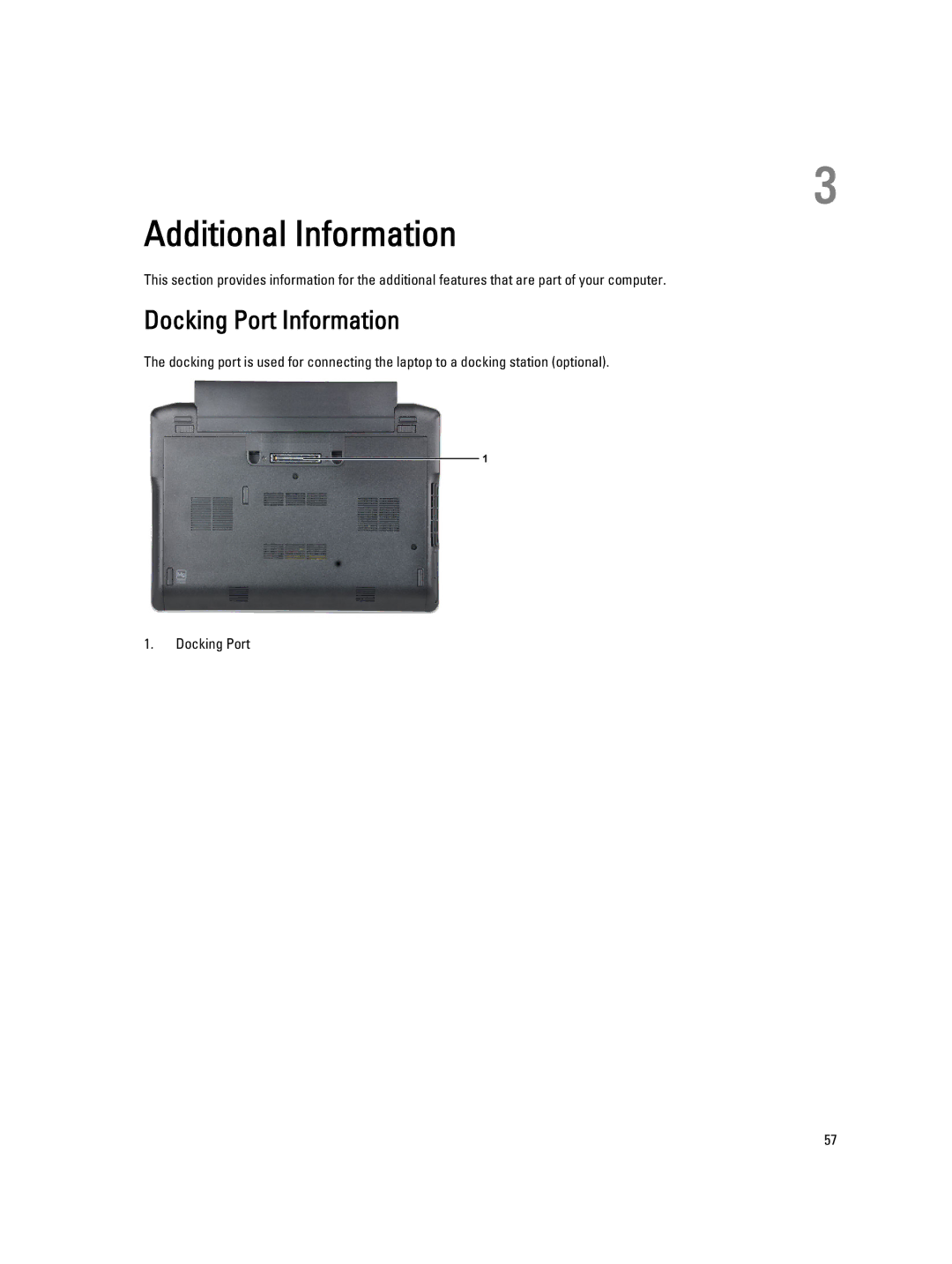 Dell E6230 owner manual Additional Information, Docking Port Information 