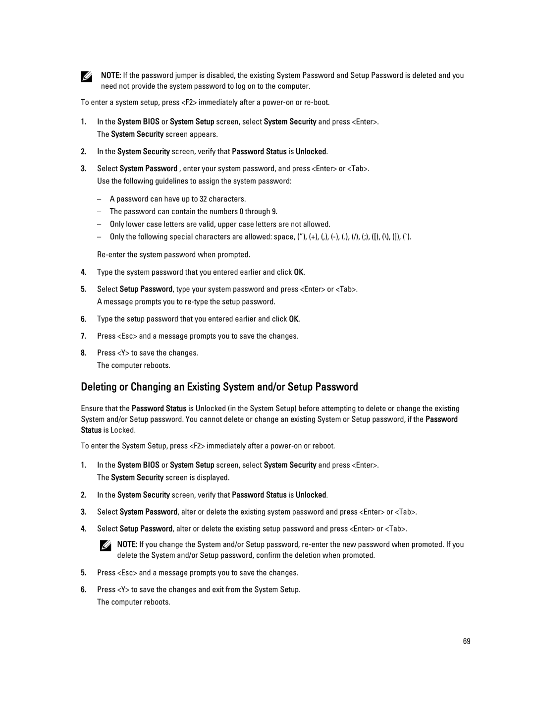 Dell E6230 owner manual Press Y to save the changes. The computer reboots 