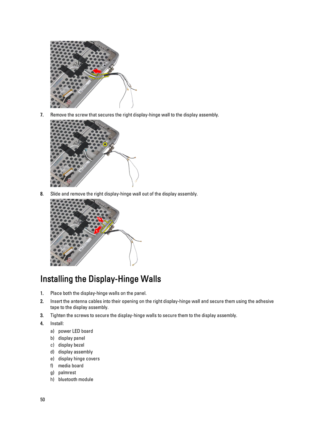 Dell E6330 owner manual Installing the Display-Hinge Walls 